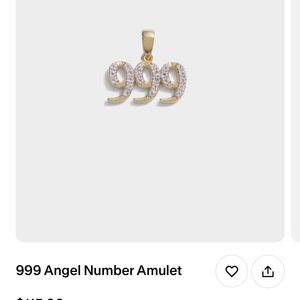 New awe inspired angle number 999 amulet Gold and topaz